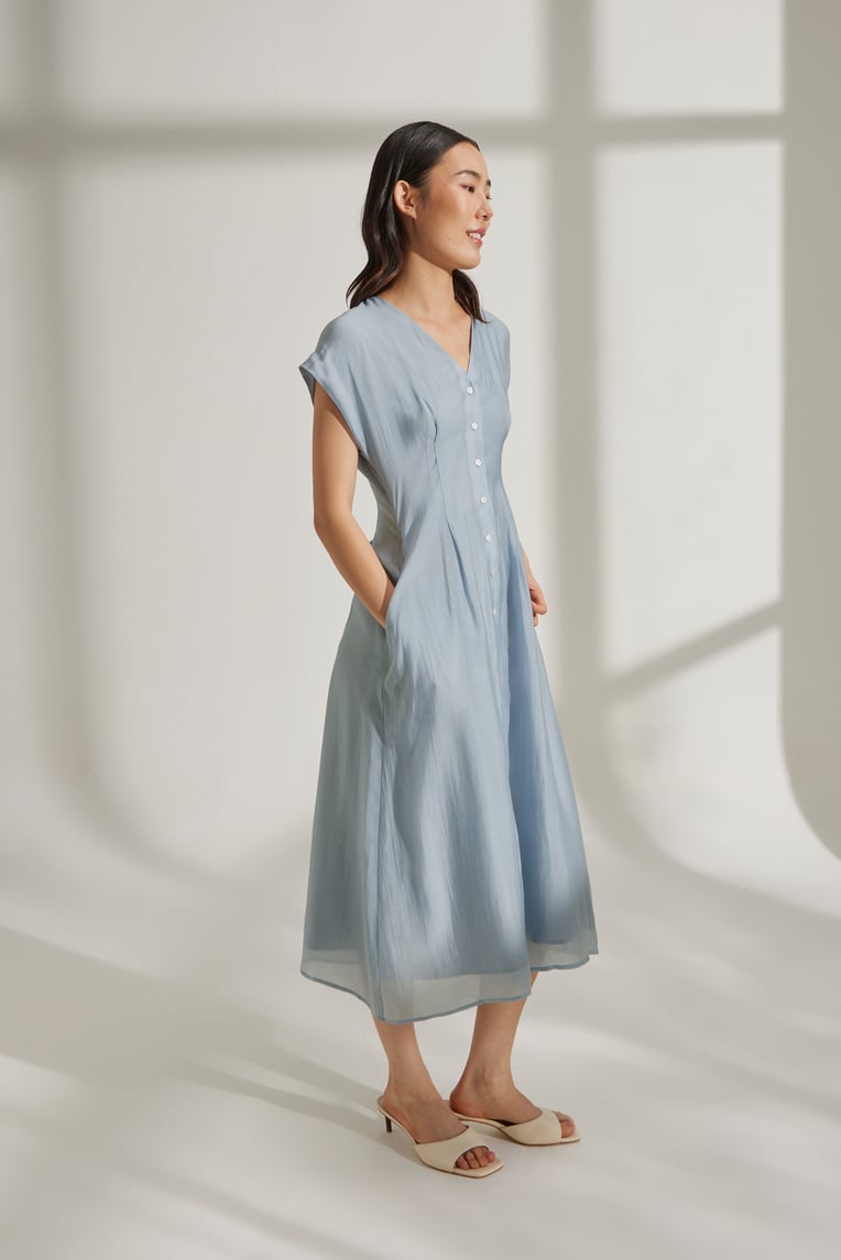 Viscose Cap Sleeve Midi Dress