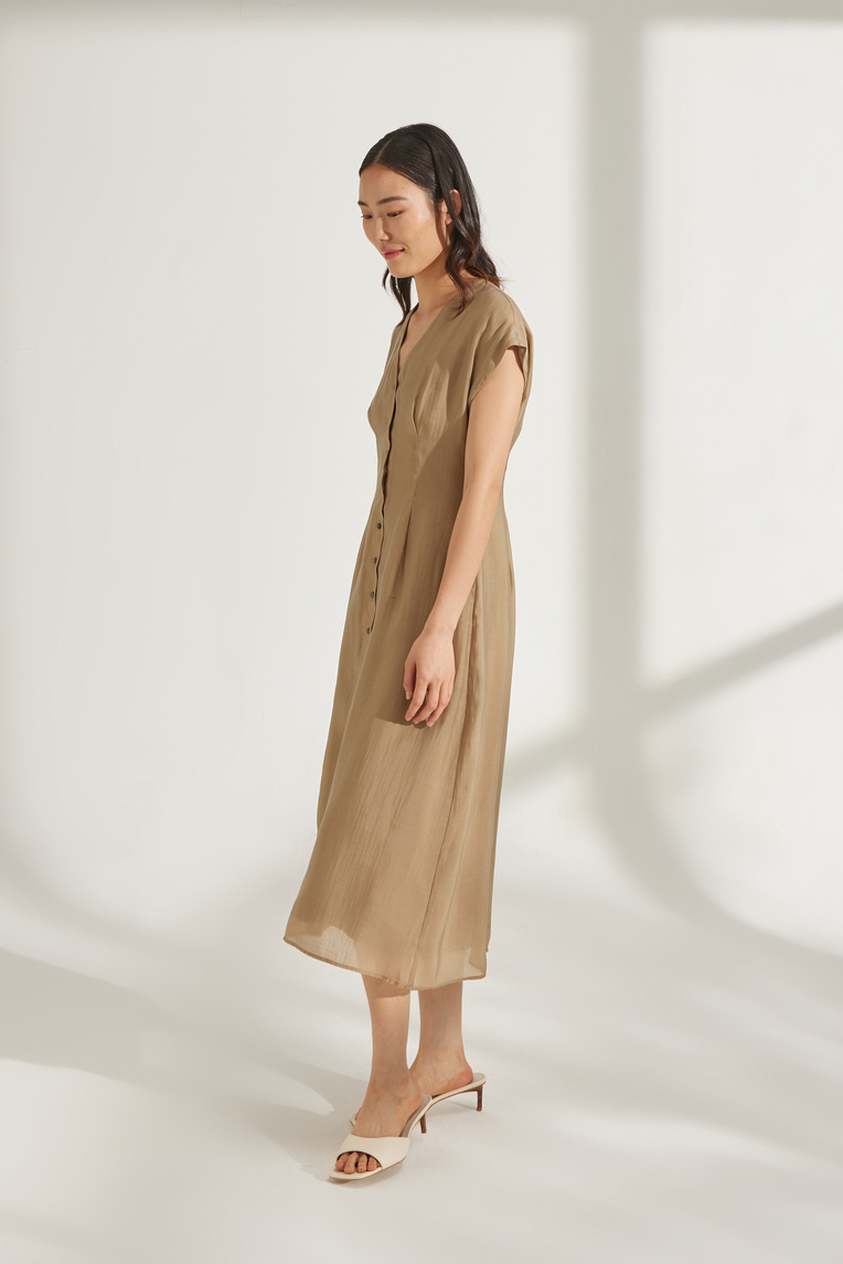 Viscose Cap Sleeve Midi Dress