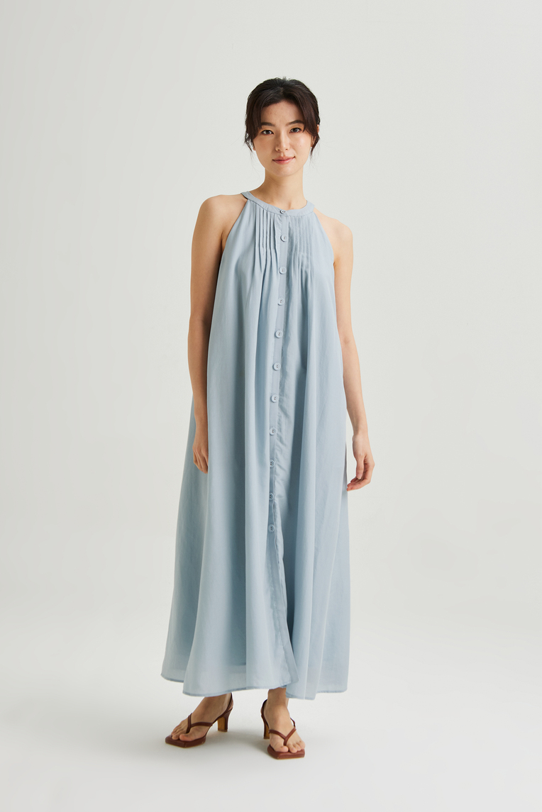 Lyocell Pintuck Halter Dress