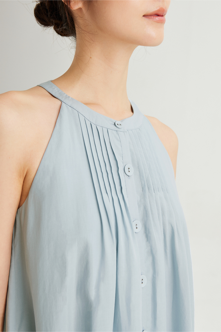 Lyocell Pintuck Halter Dress