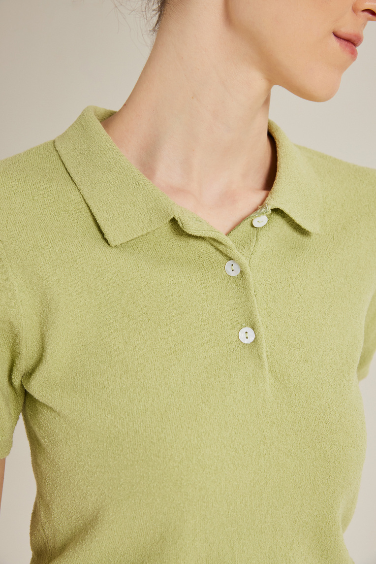 Bouclé Knit Polo Top