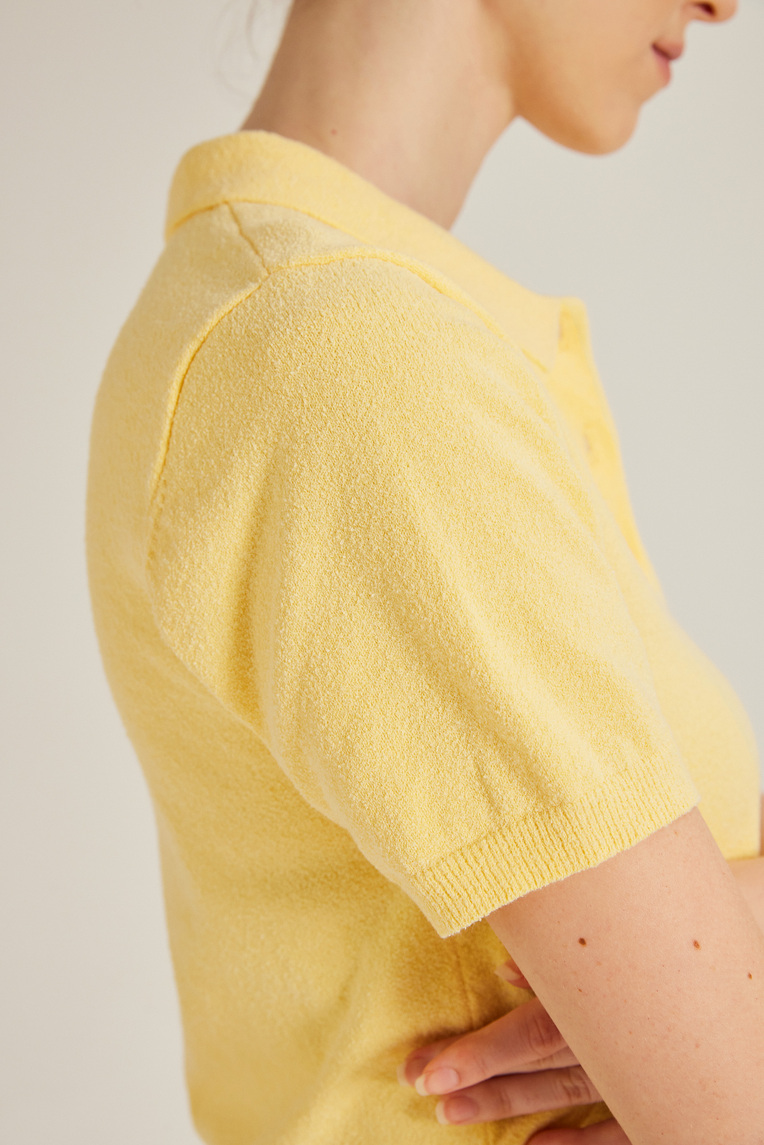 Bouclé Knit Polo Top