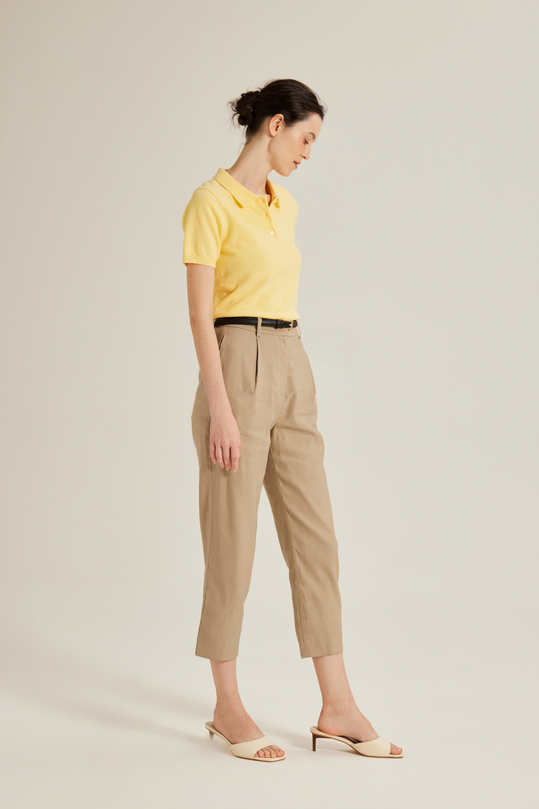 Bouclé Knit Polo Top