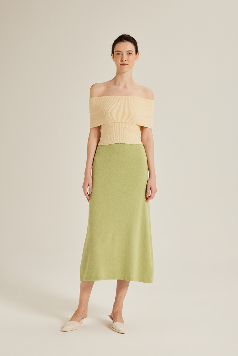 Off-Shoulder Bouclé Knit Top