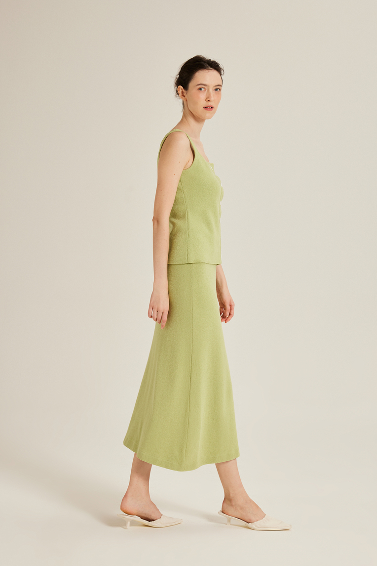 Bouclé Knit Midi Slip Skirt