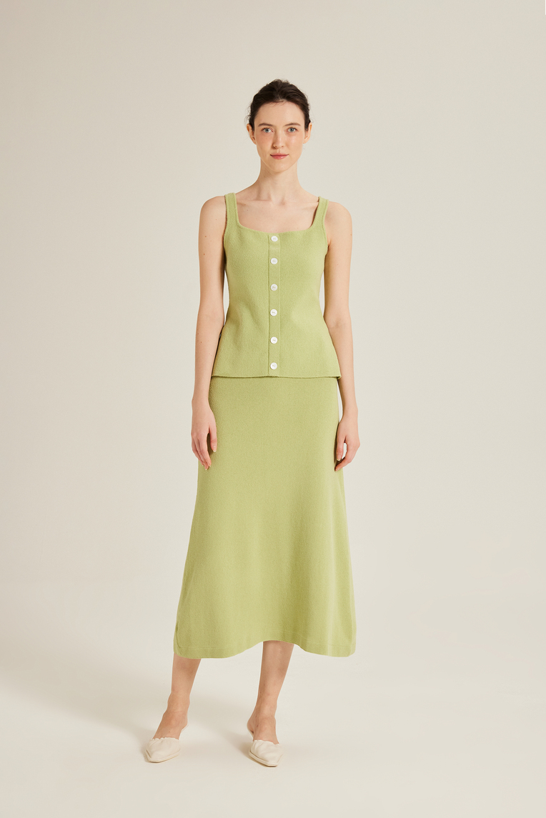 Bouclé Knit Midi Slip Skirt