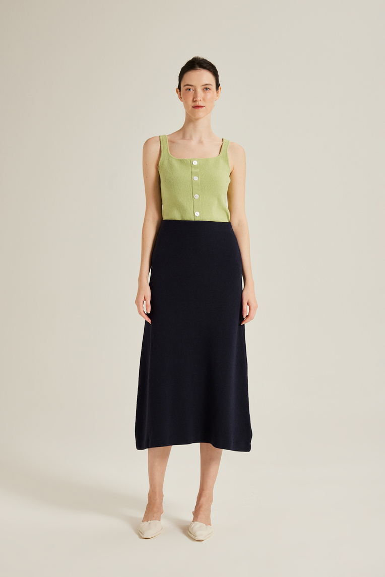 Bouclé Knit Midi Slip Skirt