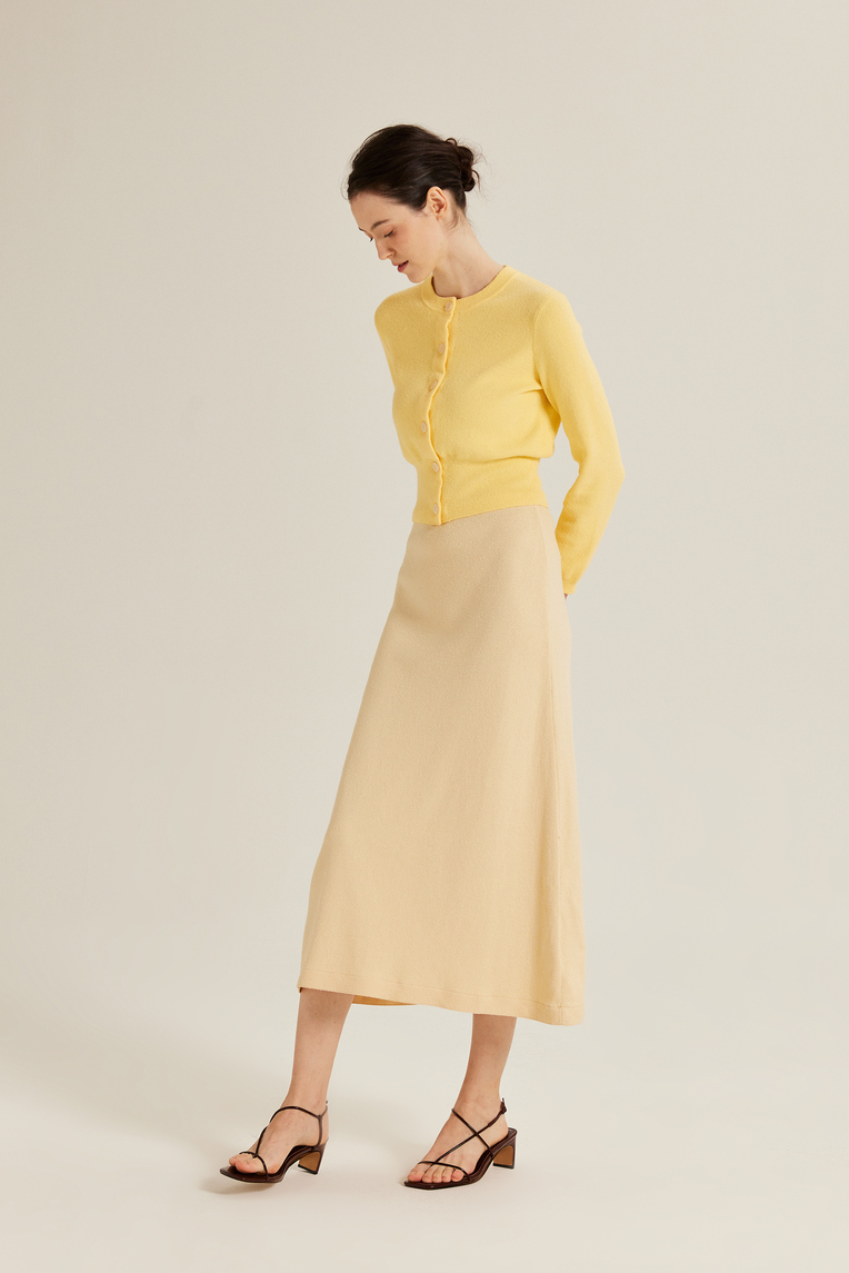 Bouclé Knit Midi Slip Skirt