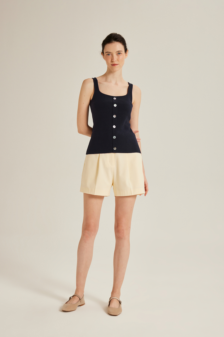 Tailored Front-Pleat Shorts