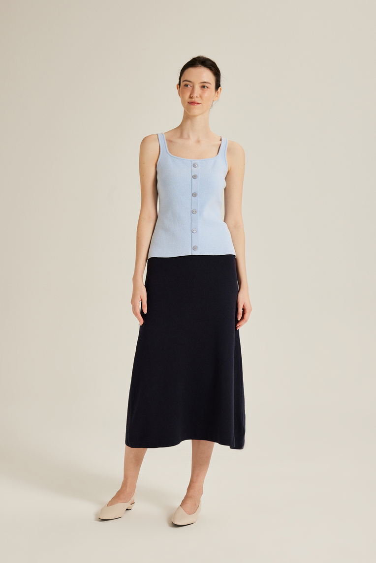 Bouclé Knit Square Neck Vest