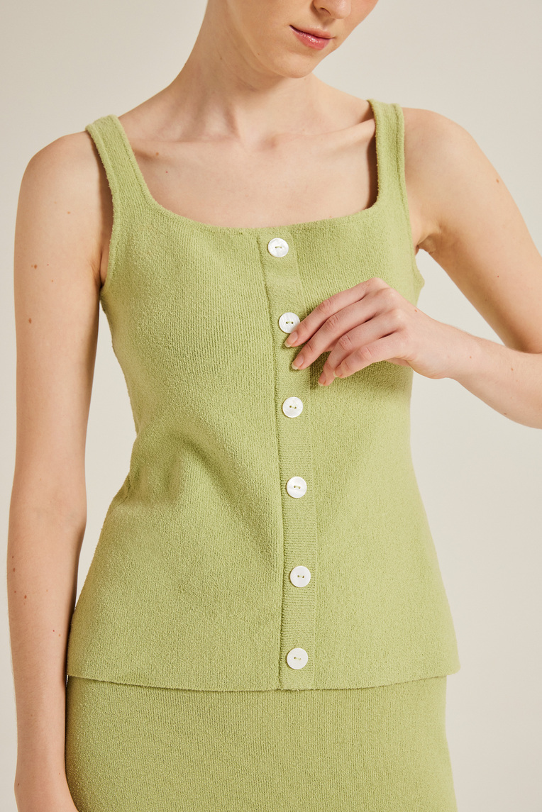 Bouclé Knit Square Neck Vest