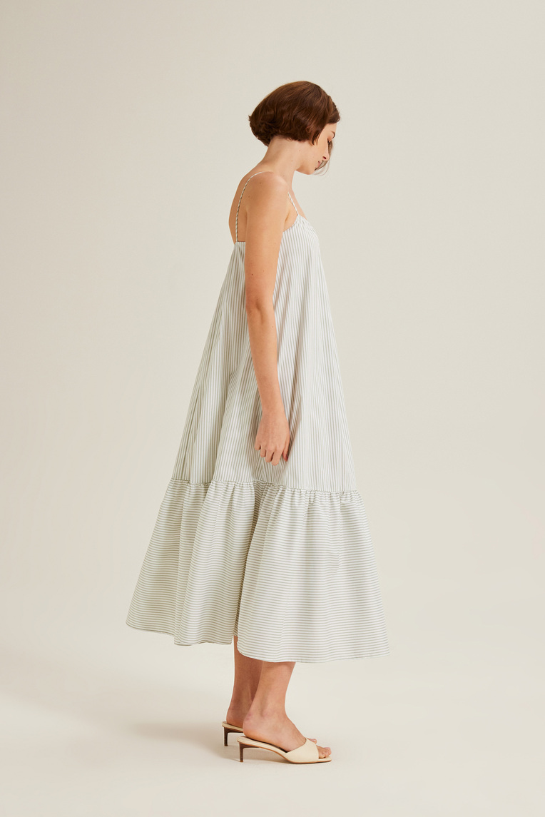 Striped Gathered Maxi Tent Dress