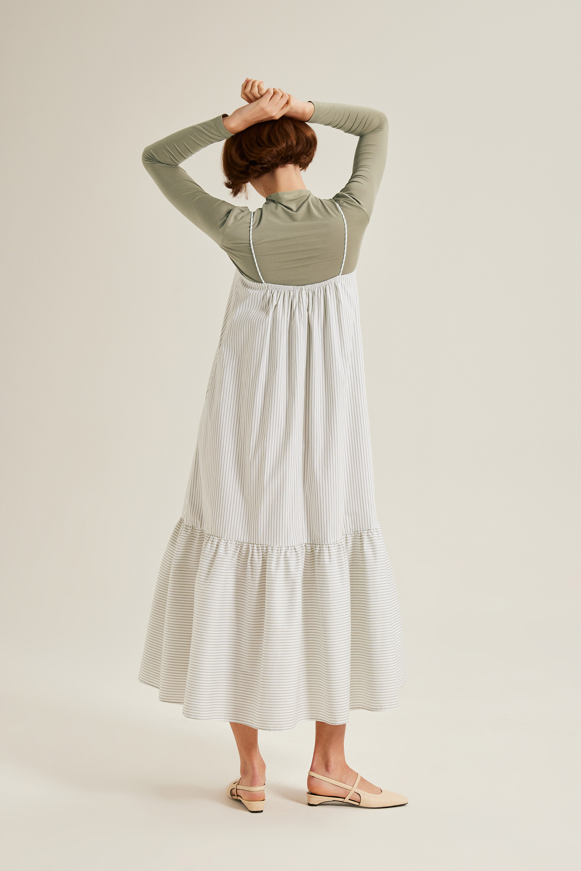 Striped Gathered Maxi Tent Dress