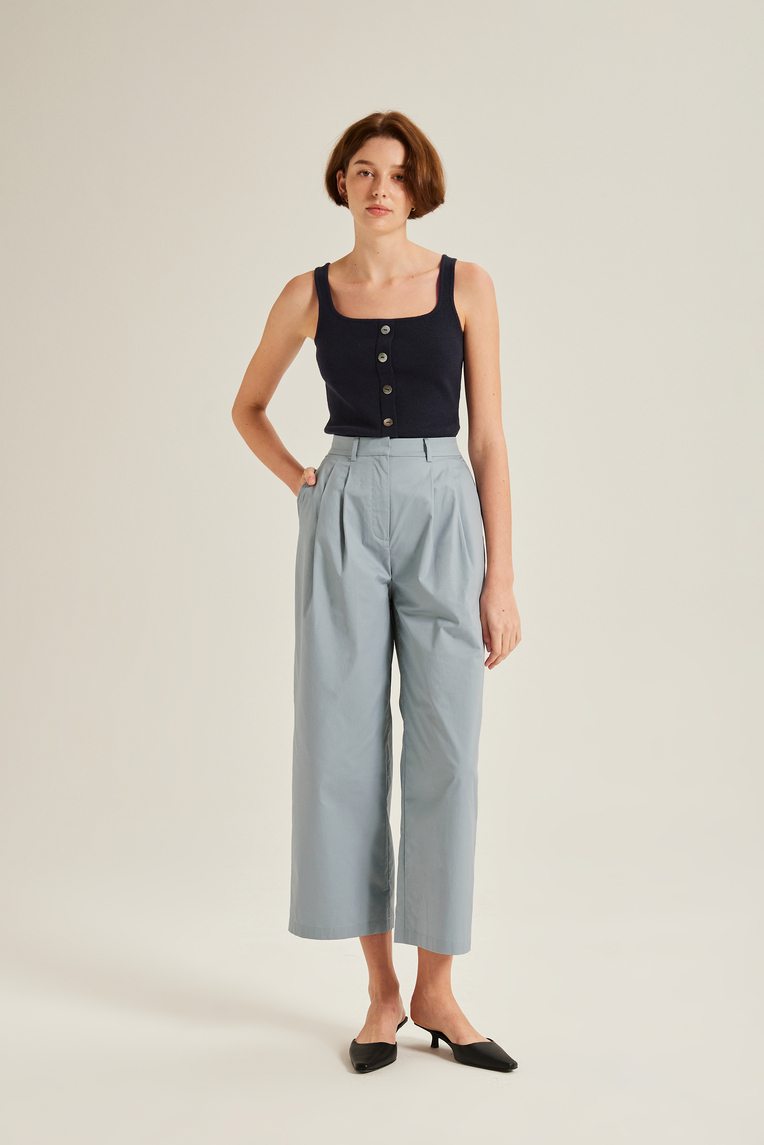 Double Pleat Cotton Pants