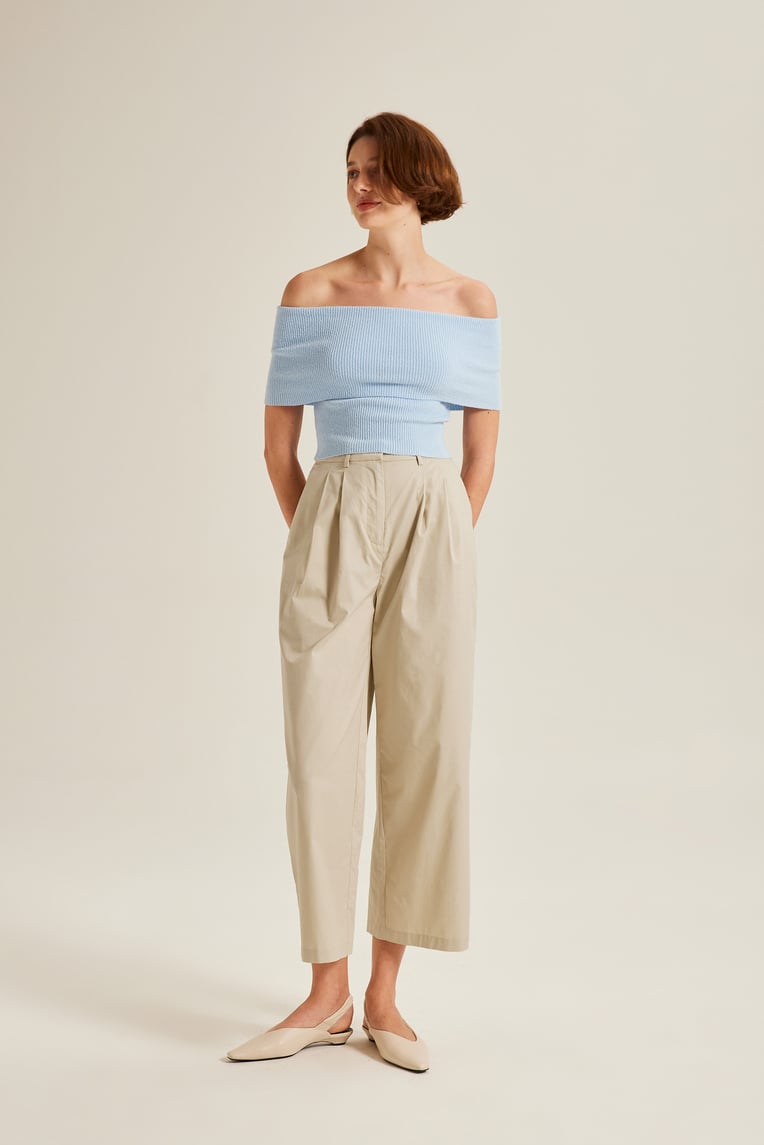 Double Pleat Cotton Pants