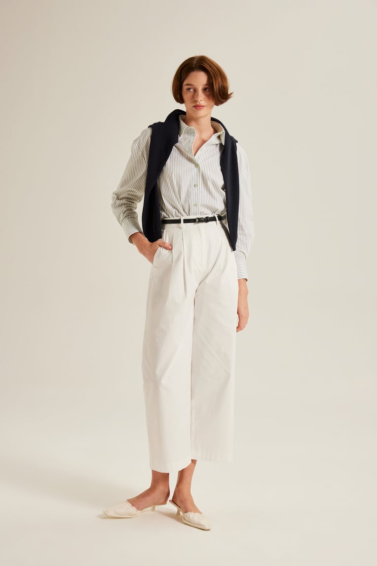 Double Pleat Cotton Pants