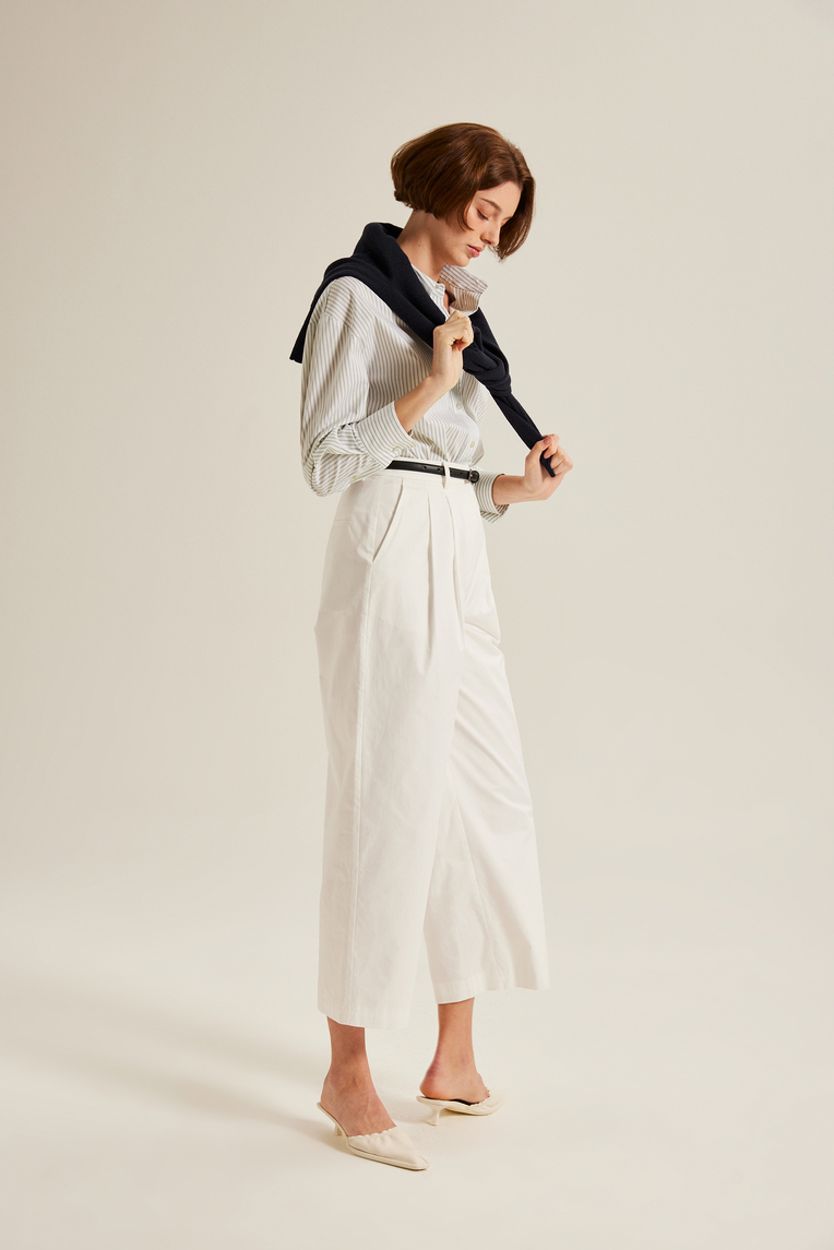 Double Pleat Cotton Pants