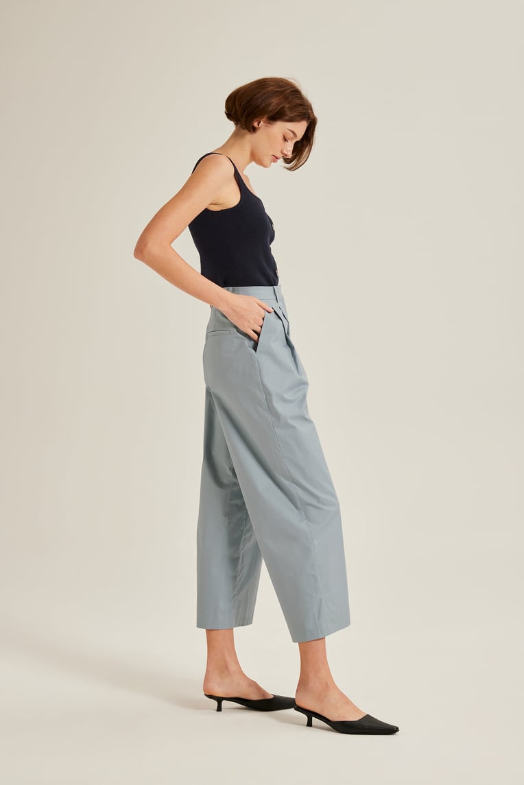 Double Pleat Cotton Pants