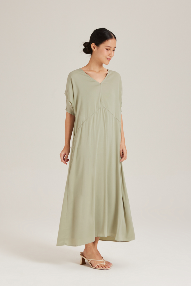 Textured Gathered Sleeve Kaftan