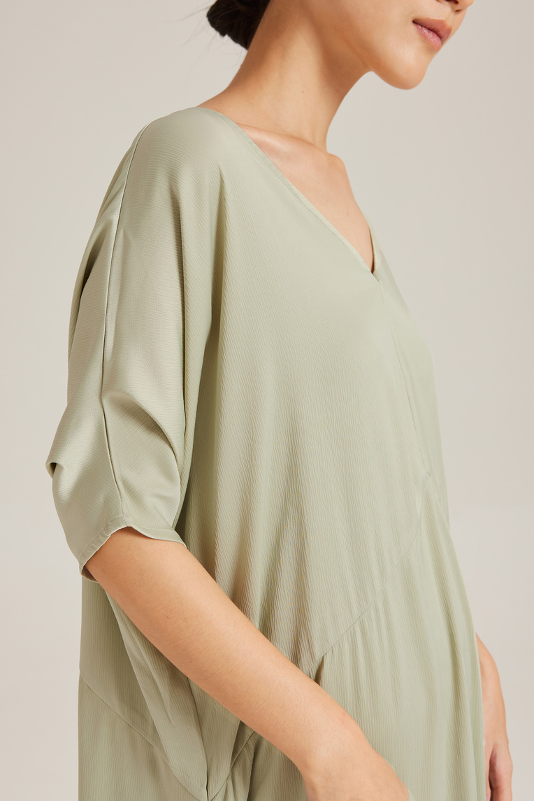 Textured Gathered Sleeve Kaftan