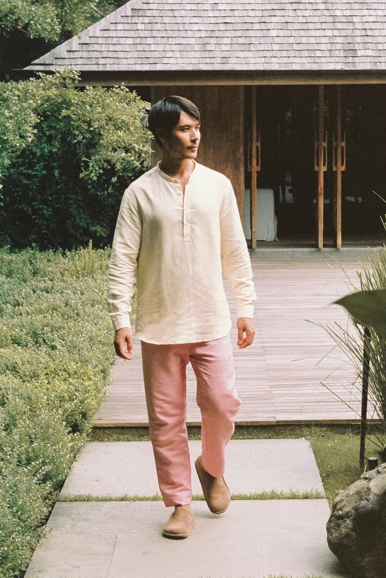 Men's Half-Placket Long Sleeve Shirt