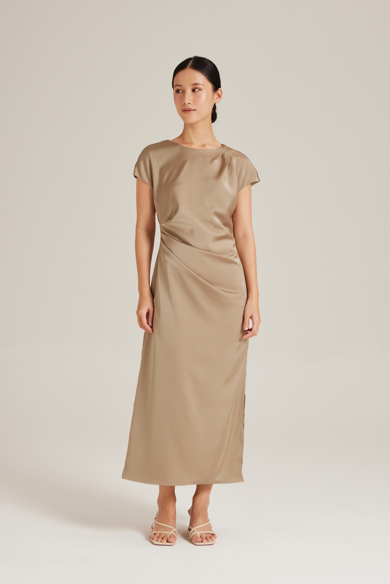 Satin Drape Maxi Dress