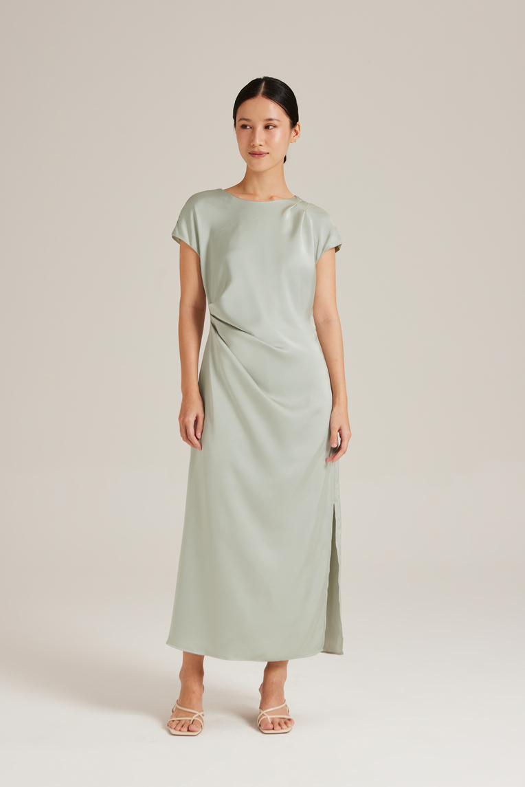 Satin Drape Maxi Dress