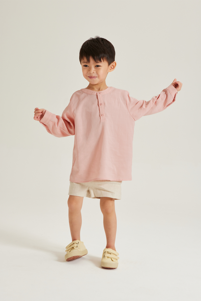 Boy's Half-Placket Long Sleeve Shirt