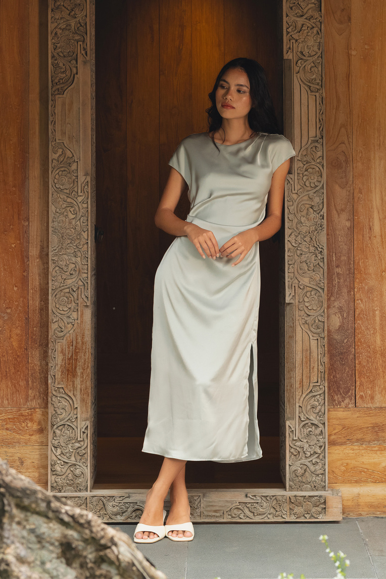 Satin Drape Maxi Dress