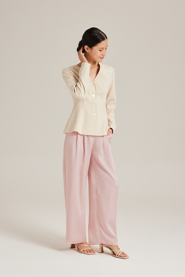 Double Pleat Satin Pants