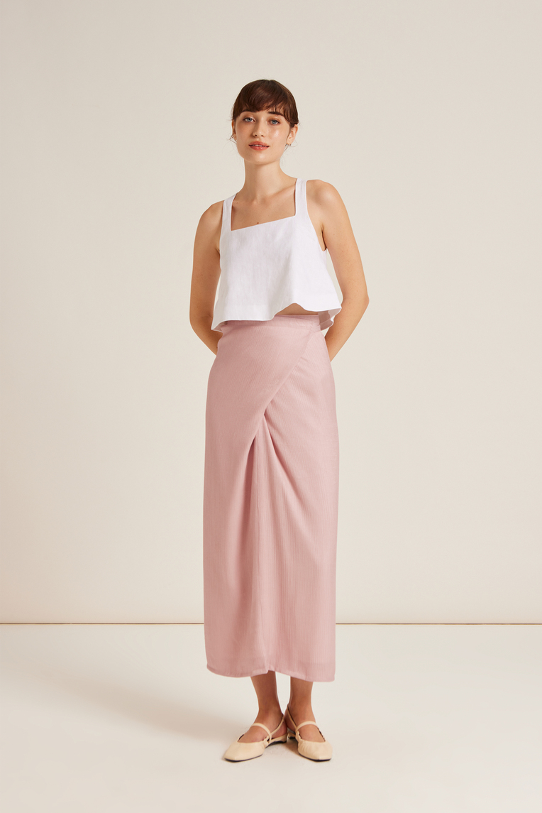 Square-Neck Linen Halter Top