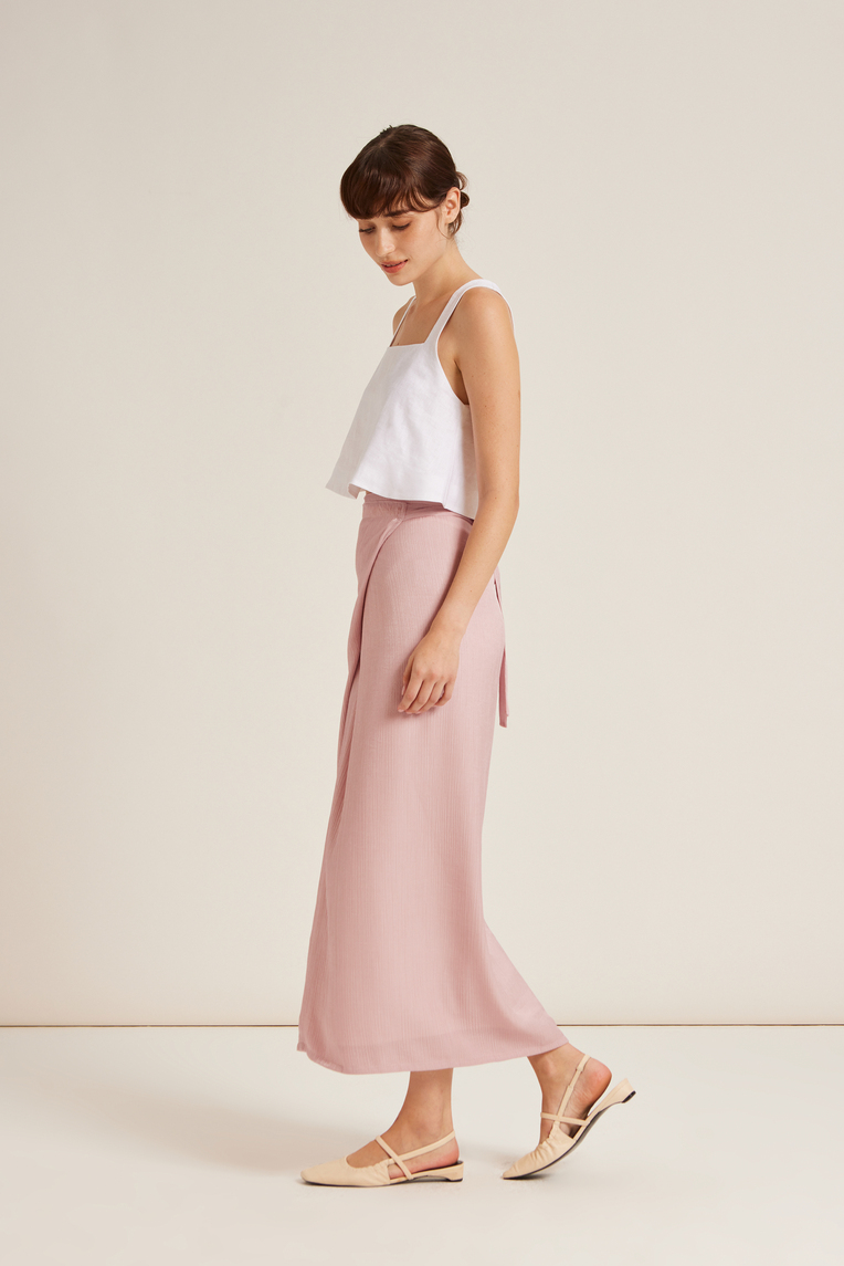 Square-Neck Linen Halter Top