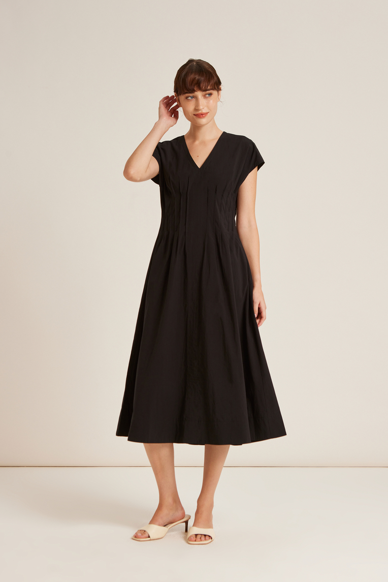 Modal-Cotton Pleated Dress