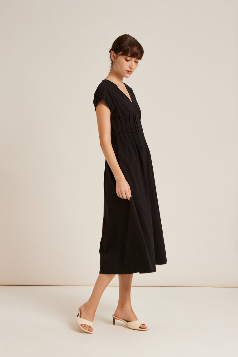 Modal-Cotton Pleated Dress