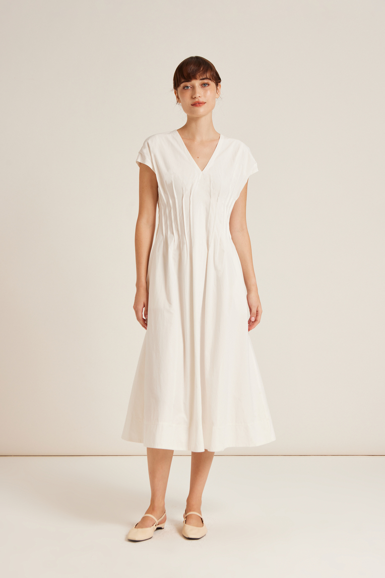 Modal-Cotton Pleated Dress