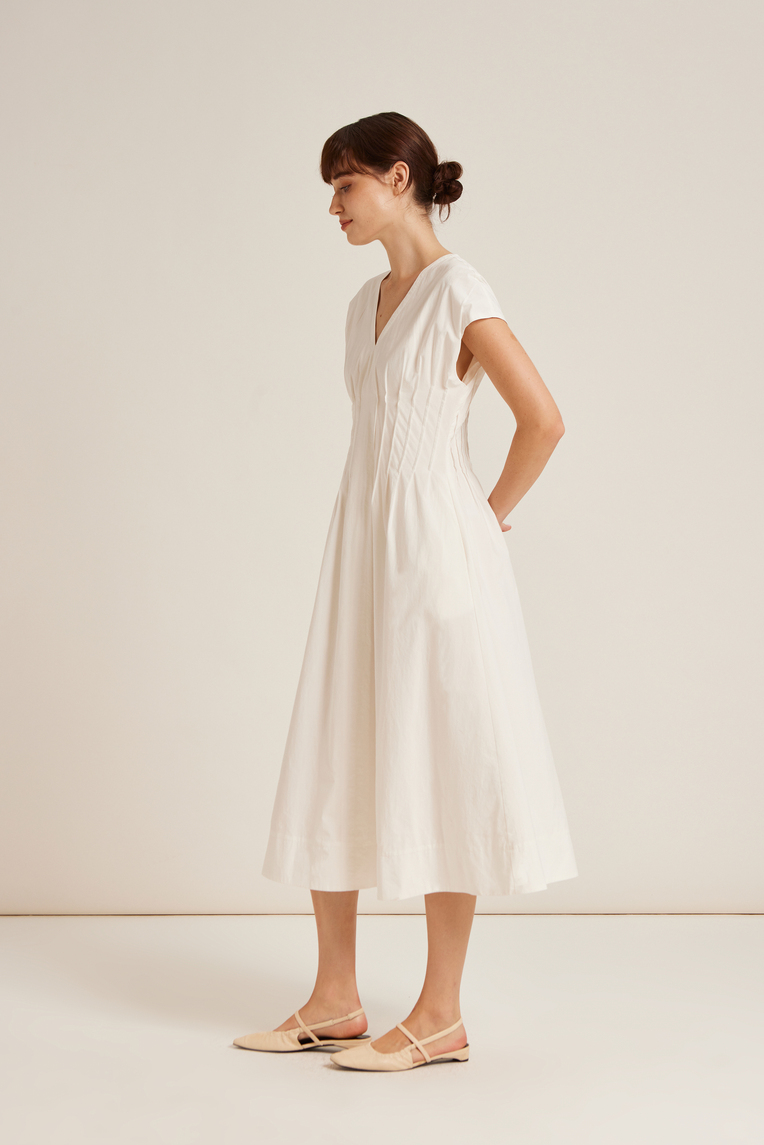 Modal-Cotton Pleated Dress