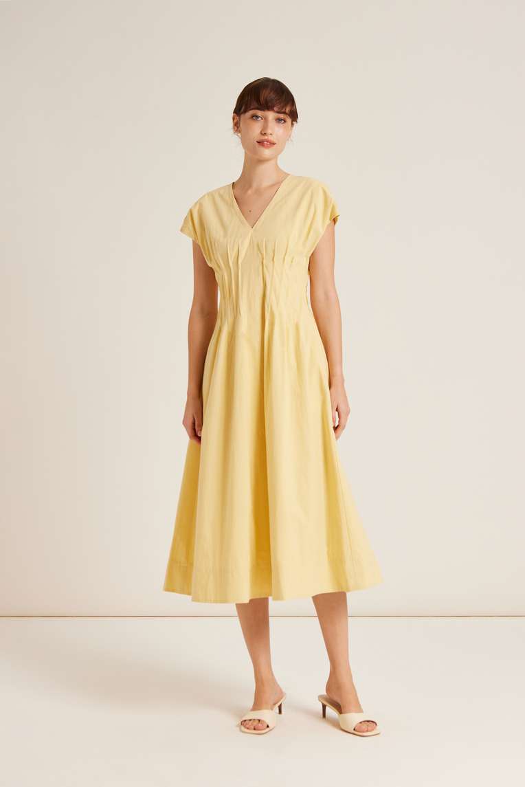 Modal-Cotton Pleated Dress