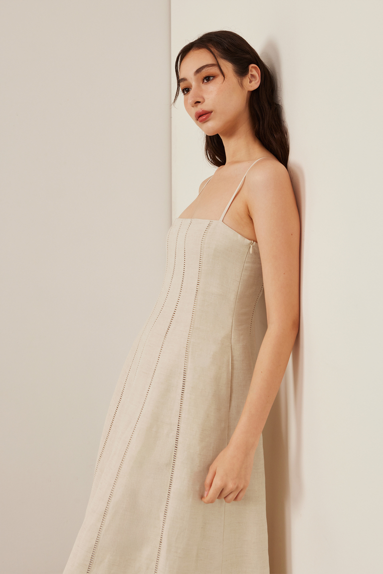 Lace-Trim Smocked-Back Dress