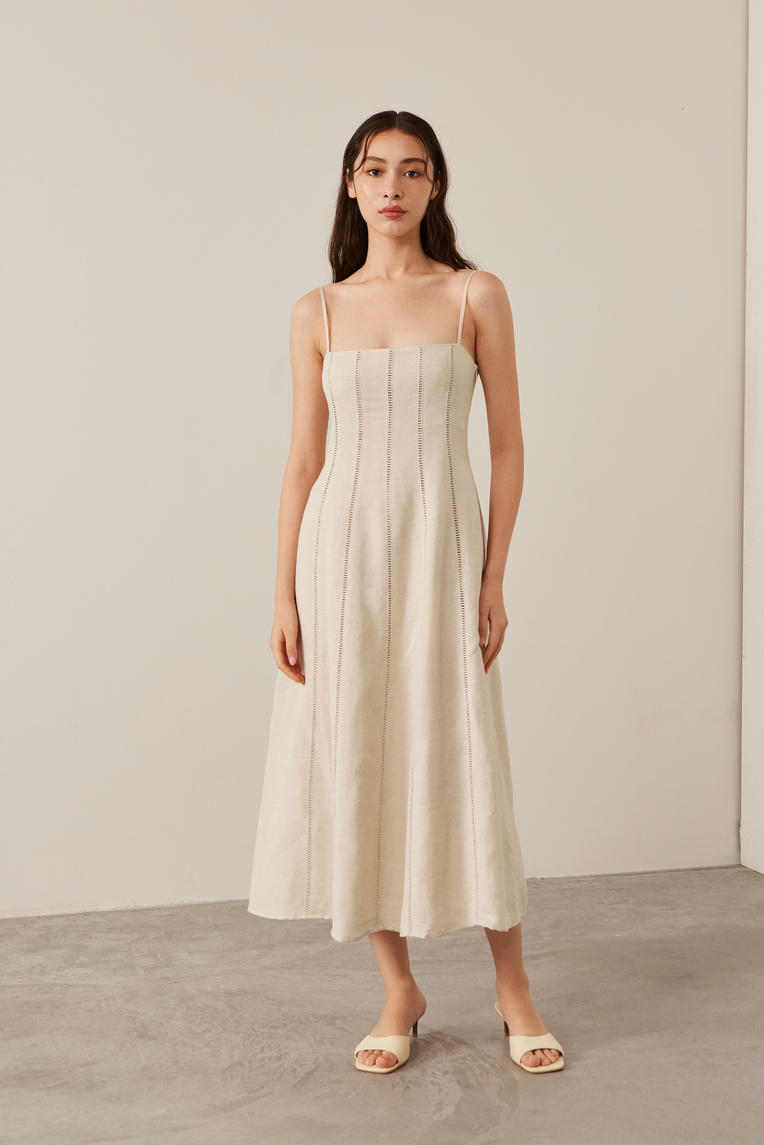 Lace-Trim Smocked-Back Dress