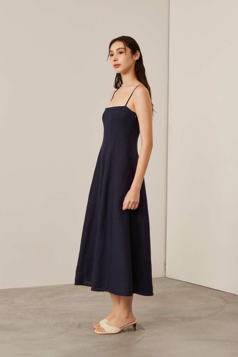 Lace-Trim Smocked-Back Dress