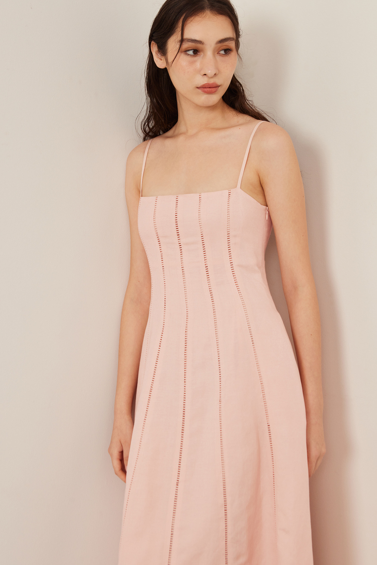 Lace-Trim Smocked-Back Dress