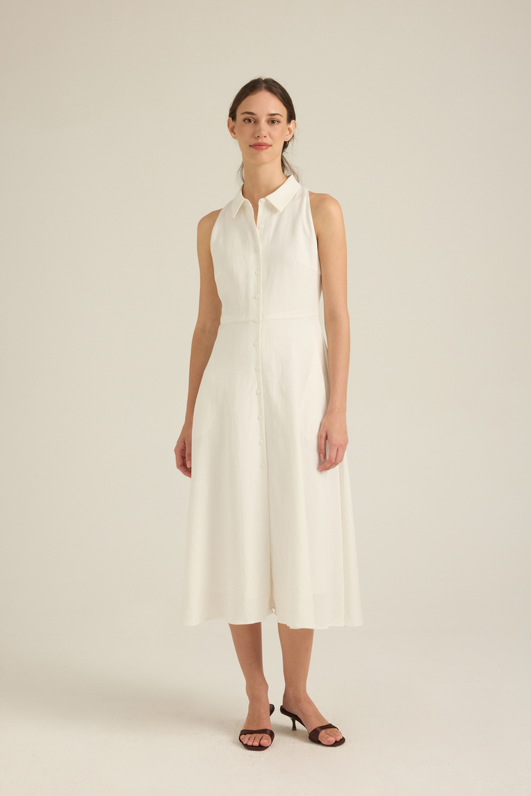 Viscose Button-Down Midi Dress