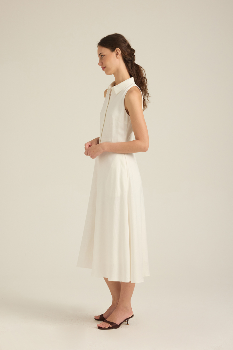 Viscose Button-Down Midi Dress