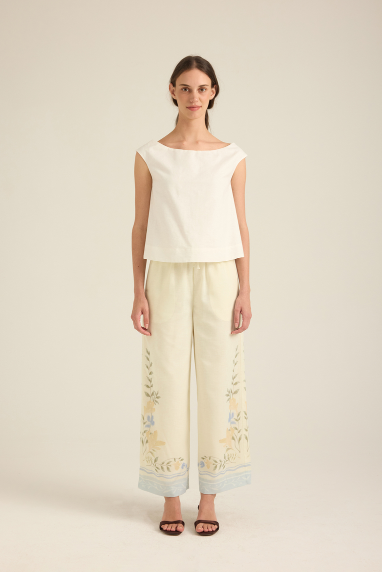 Boat-Neck Linen Top