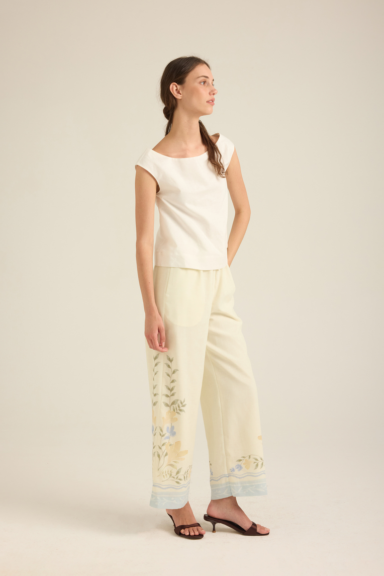 Boat-Neck Linen Top