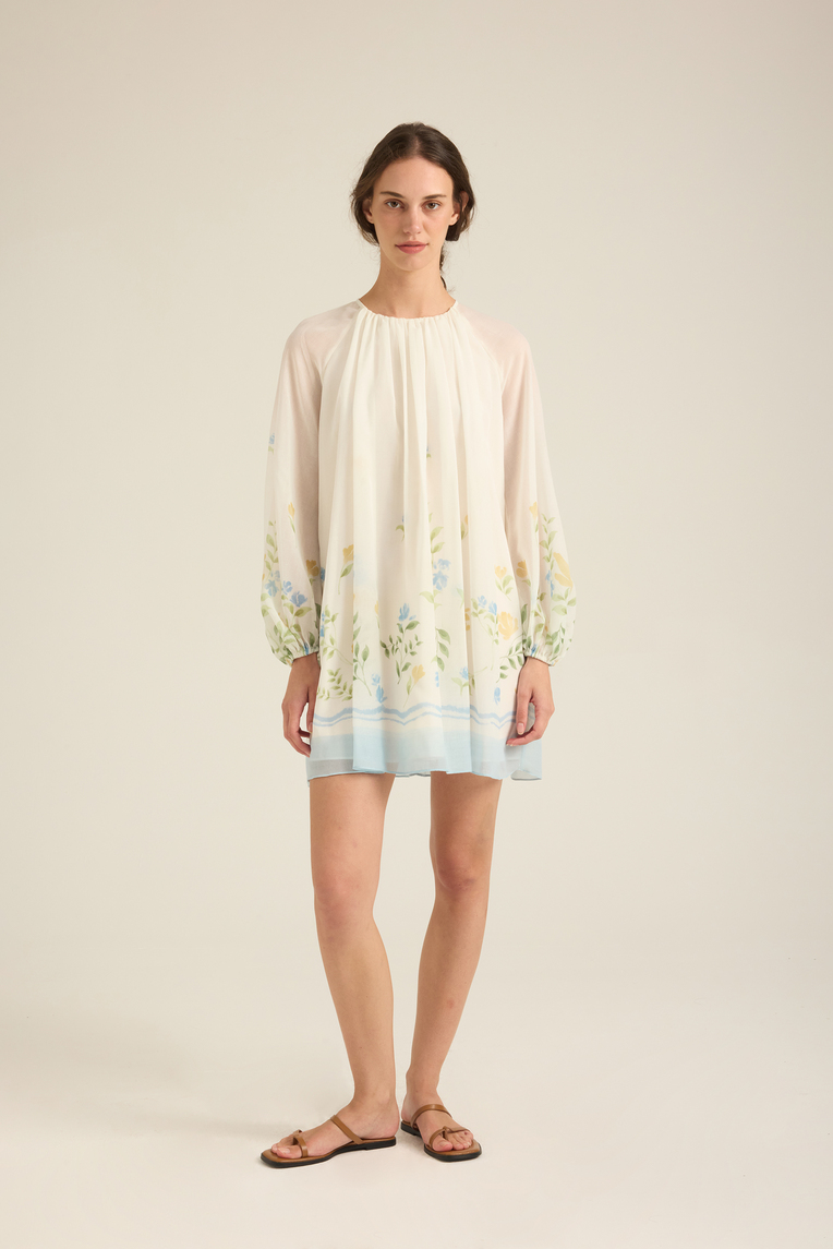 Garden Puff-Sleeve Shift Dress