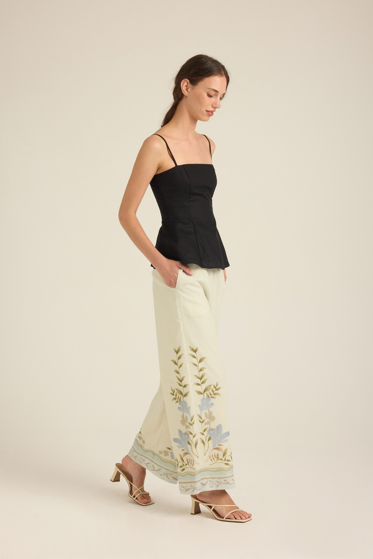 Linen Peplum Cami Top