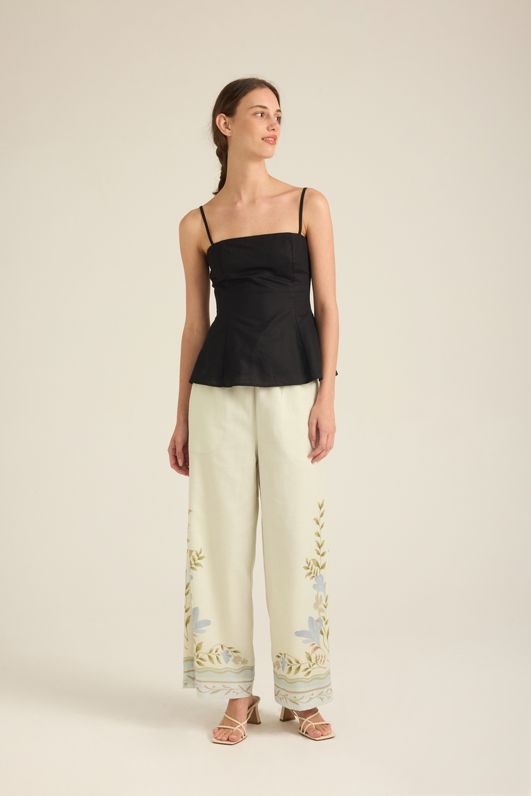 Linen Peplum Cami Top