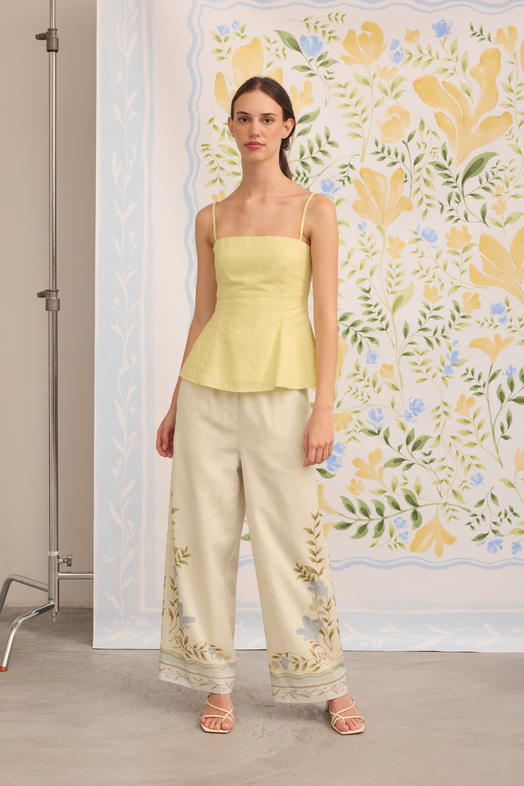 Linen Peplum Cami Top