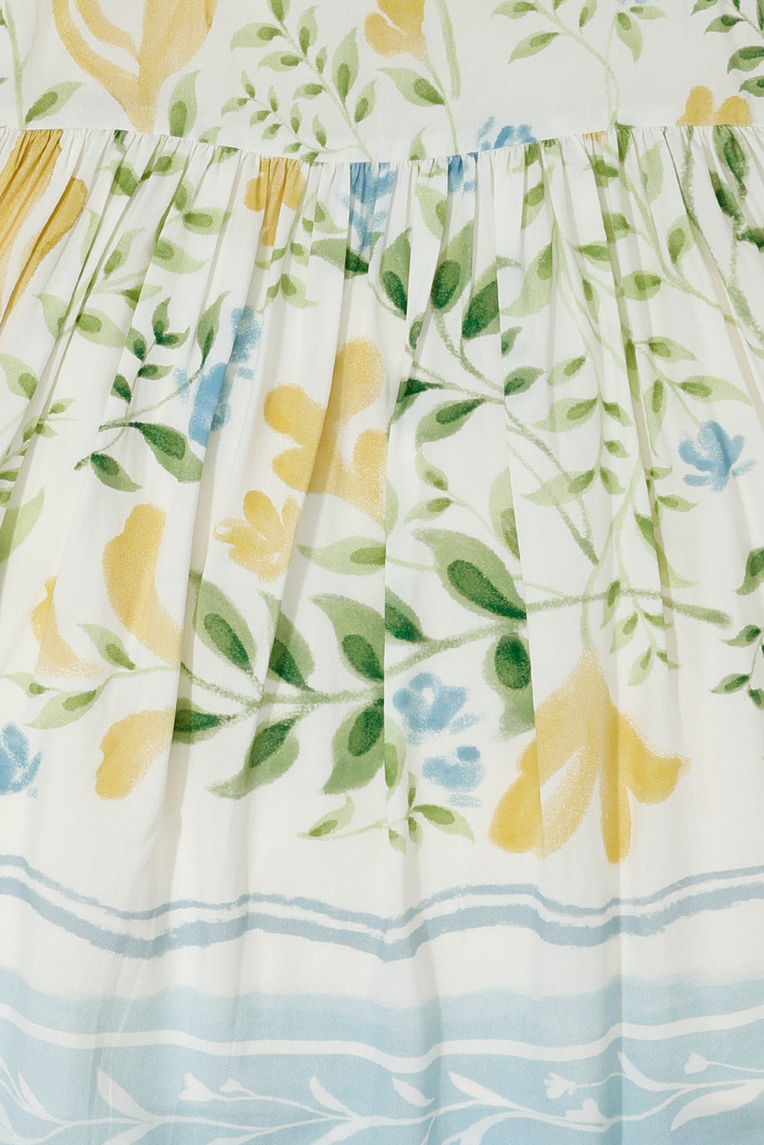 Garden Gathered-Sleeve Dress